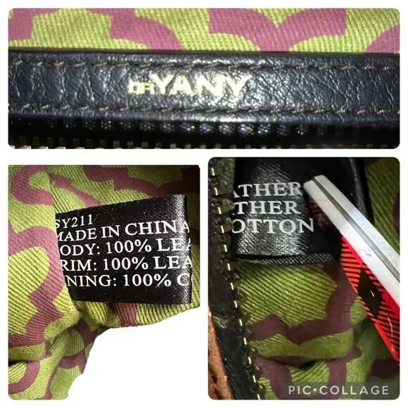 OrYANY Large Multi Pocket Pebble Leather Brown Black Bag - Picture 15 of 16